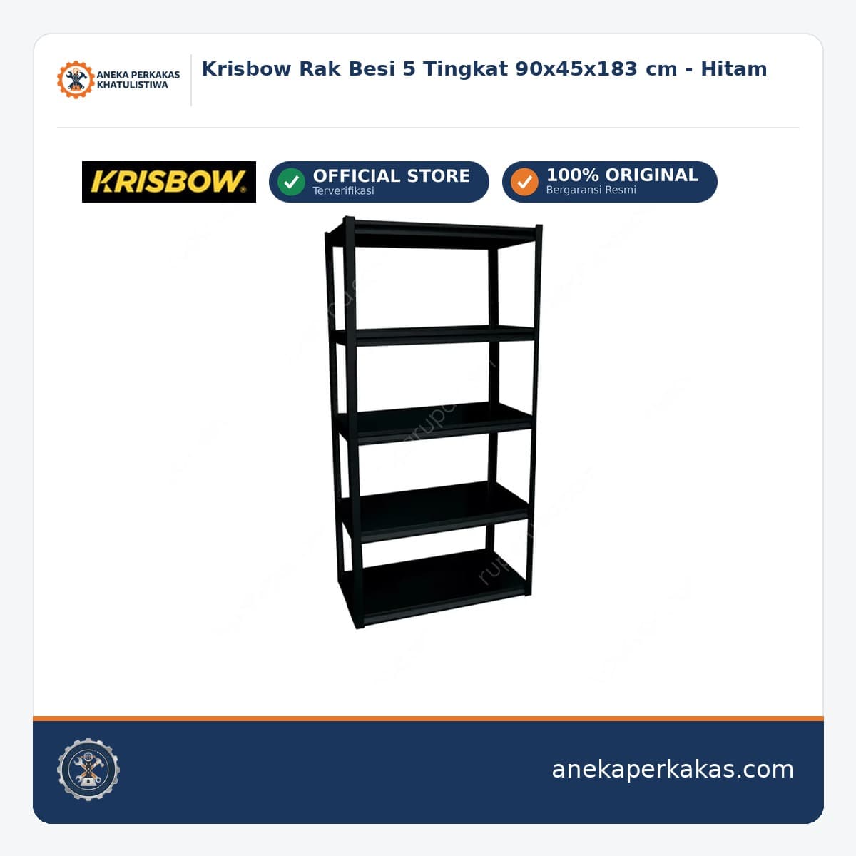 Krisbow Rak Besi 5 Tingkat 90x45x183 cm - Hitam