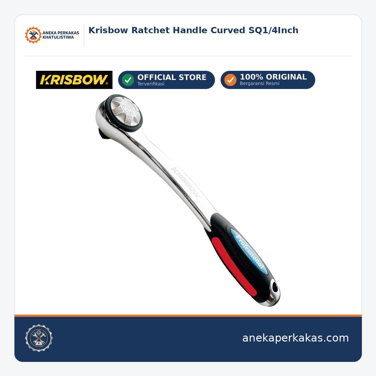 Krisbow Ratchet Handle Curved SQ1/4Inch