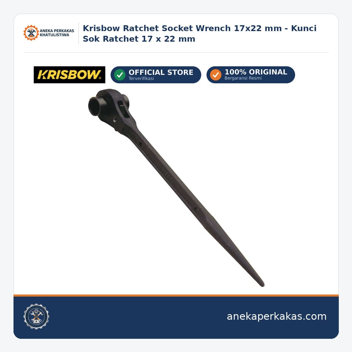 Krisbow Ratchet Socket Wrench 17x22 mm - Kunci Sok Ratchet 17 x 22 mm