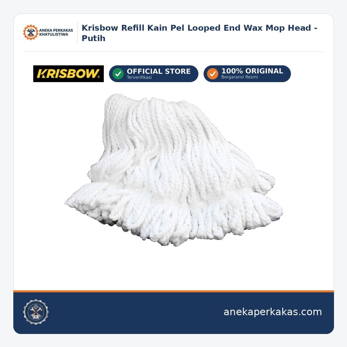 Krisbow Refill Kain Pel Looped End Wax Mop Head - Putih