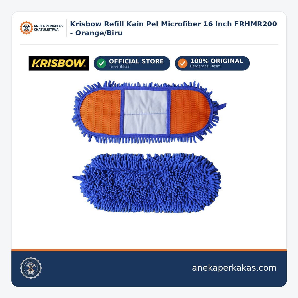 Krisbow Refill Kain Pel Microfiber 16 Inch FRHMR200 - Orange/Biru