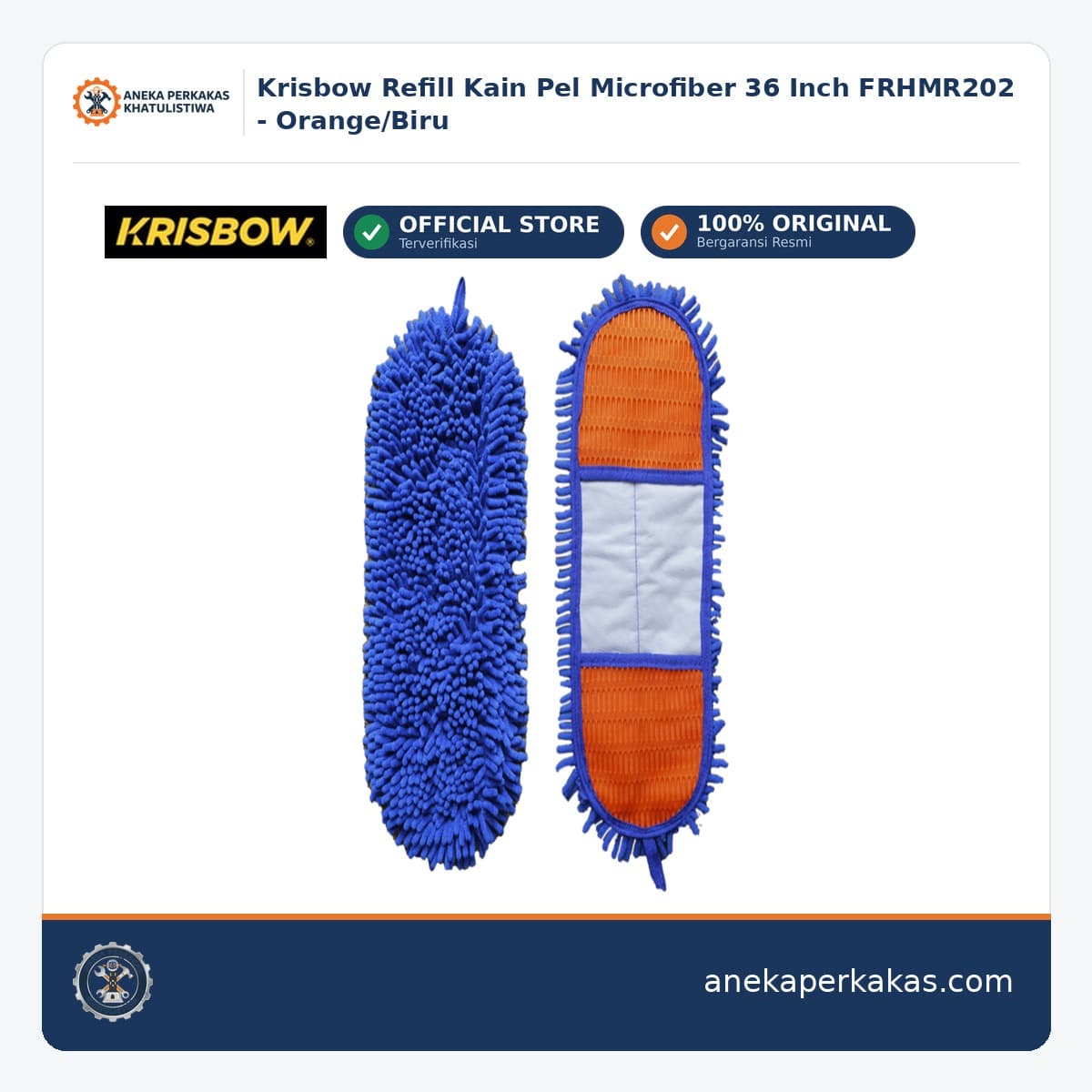 Krisbow Refill Kain Pel Microfiber 36 Inch FRHMR202 - Orange/Biru