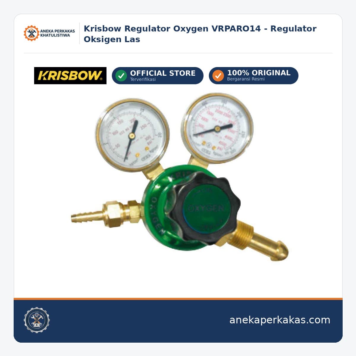Krisbow Regulator Oxygen VRPARO14 - Regulator Oksigen Las
