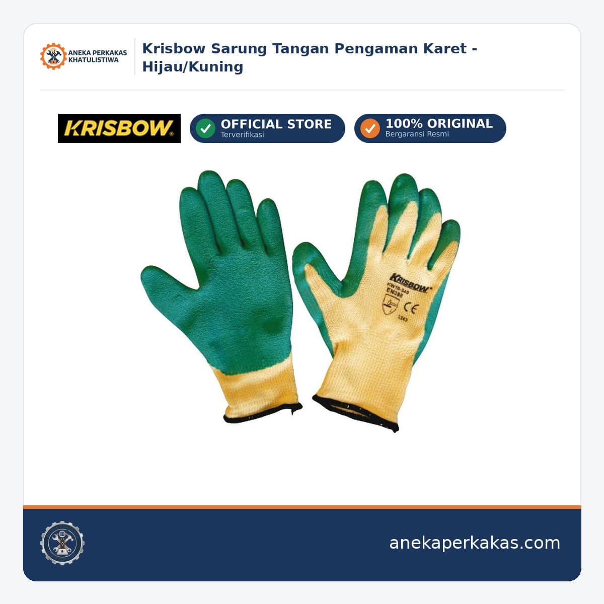 Krisbow Sarung Tangan Pengaman Karet - Hijau/Kuning
