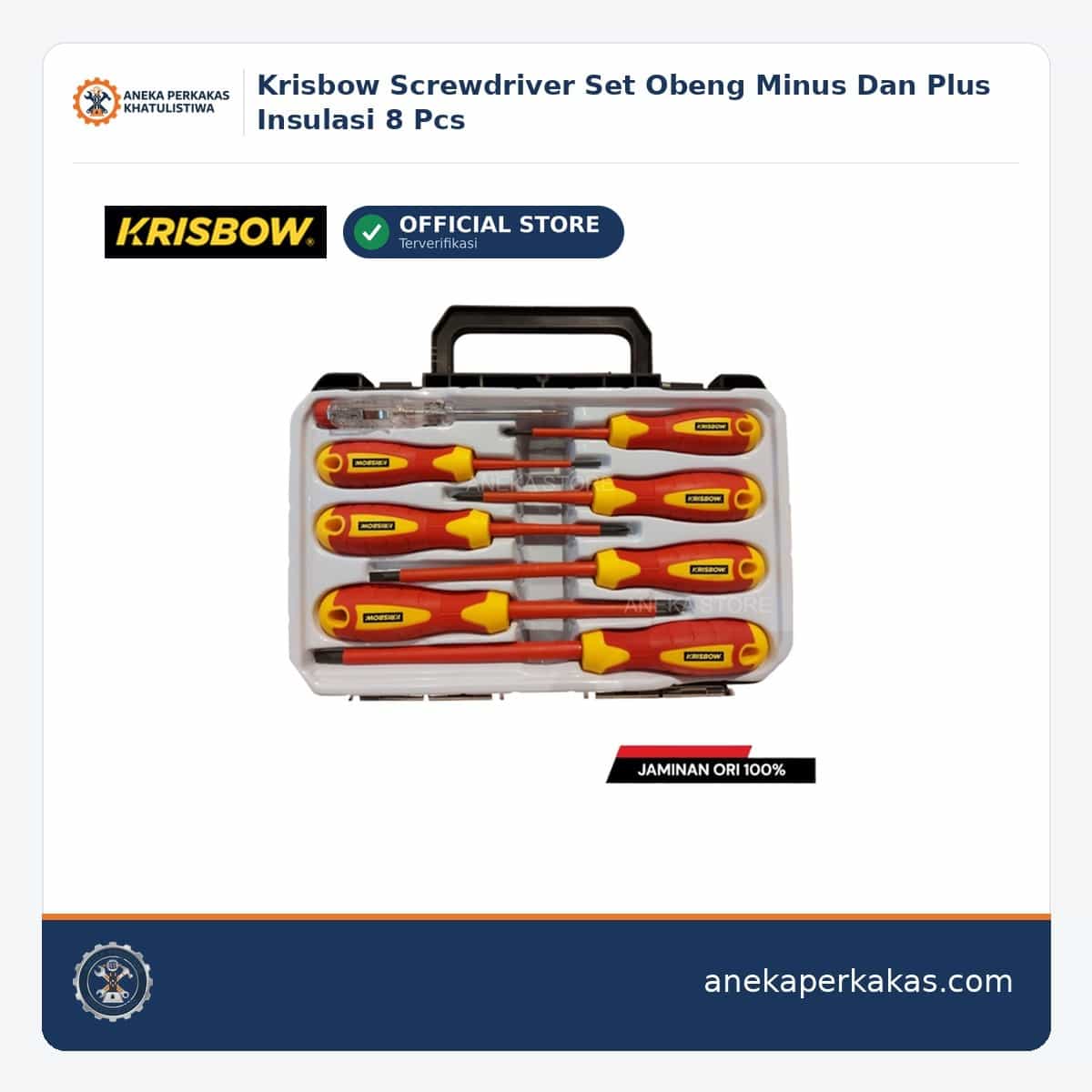 Krisbow Screwdriver Set Obeng Minus Dan Plus Insulasi 8 Pcs β Perkakas Tangan