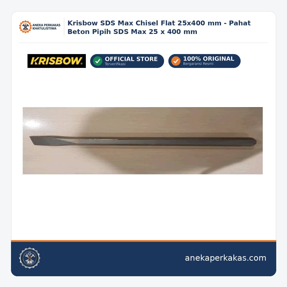 Krisbow SDS Max Chisel Flat 25x400 mm - Pahat Beton Pipih SDS Max 25 x 400 mm