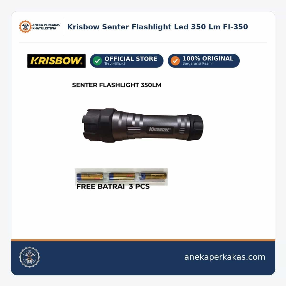 Krisbow Senter Flashlight Led 350 Lm Fl-350 β Kelistrikan & Penerangan