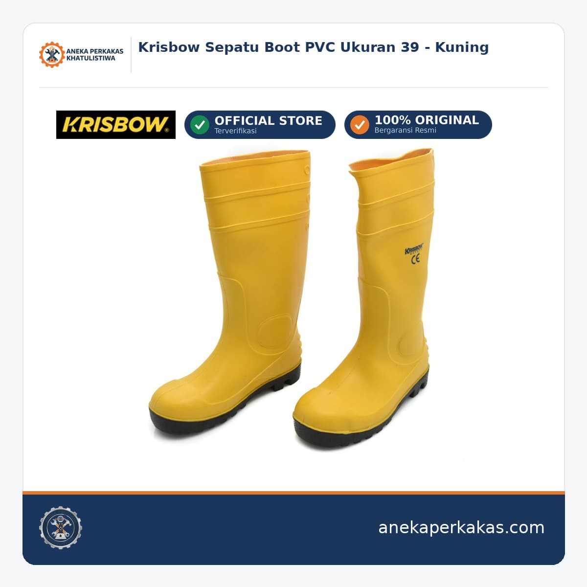 Krisbow Sepatu Boot PVC Ukuran 39 - Kuning