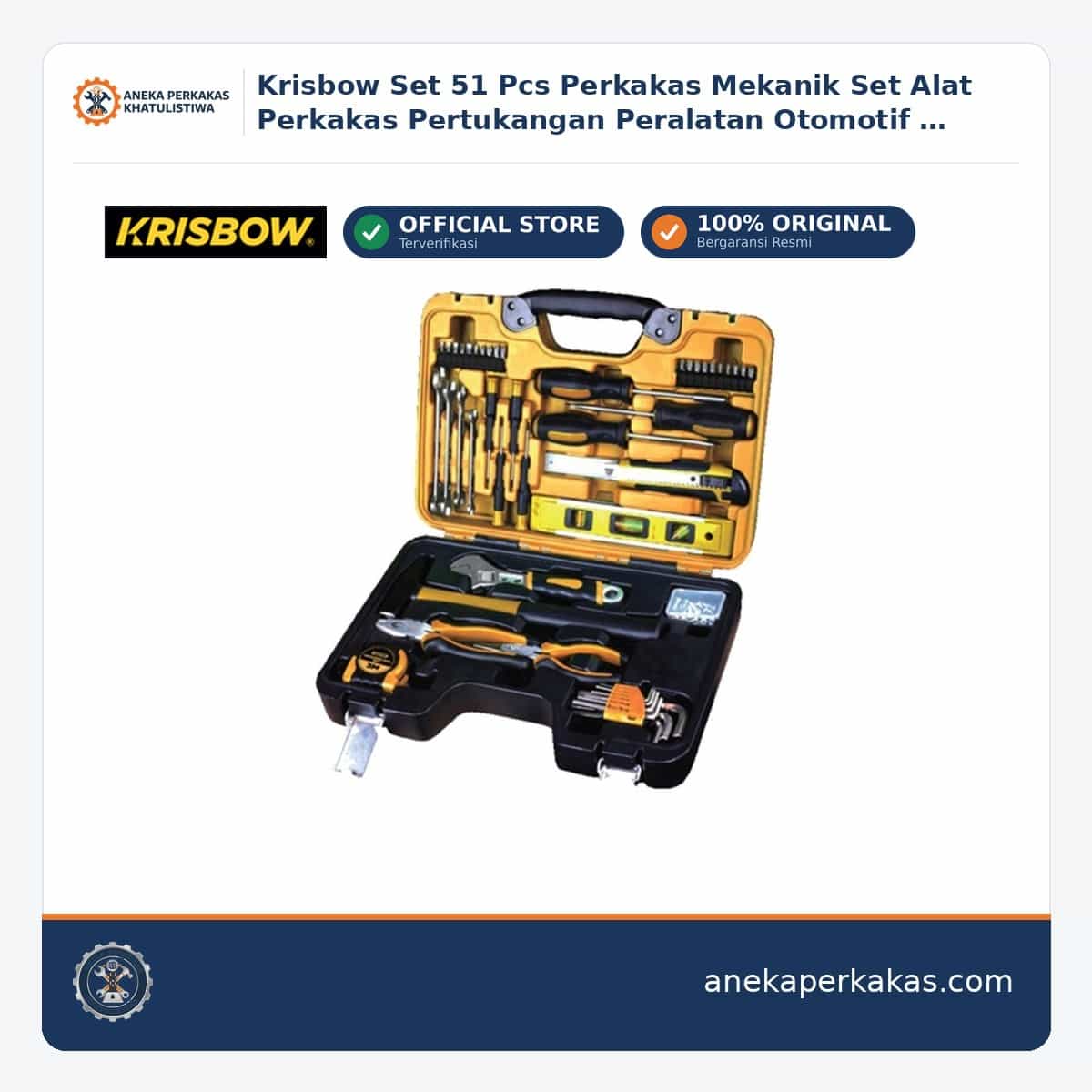 Krisbow Set 51 Pcs Perkakas Mekanik Set Alat Perkakas Pertukangan Peralatan Otomotif Bengkel Home β Perkakas (Tools)