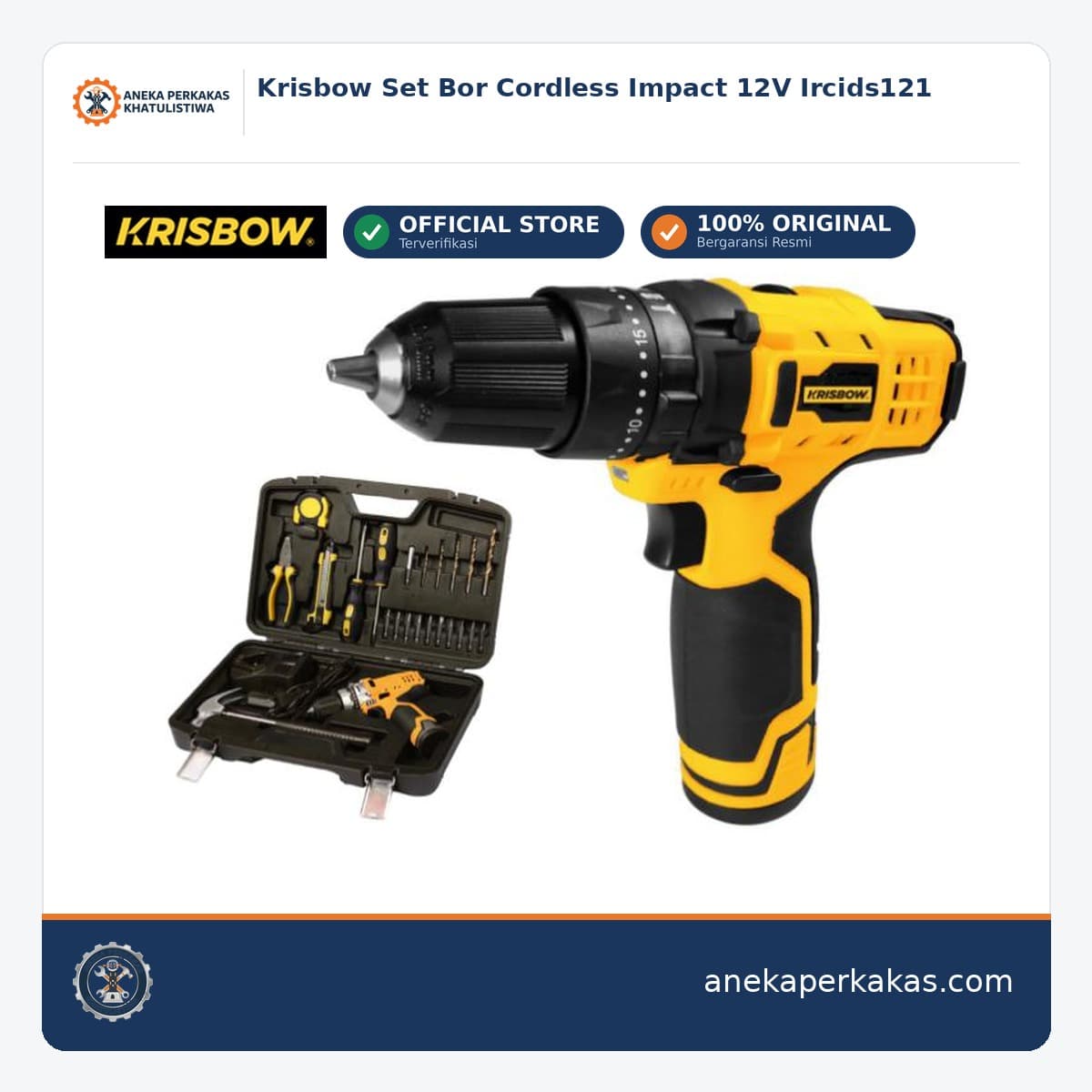 Krisbow Set Bor Cordless Impact 12V Ircids121
