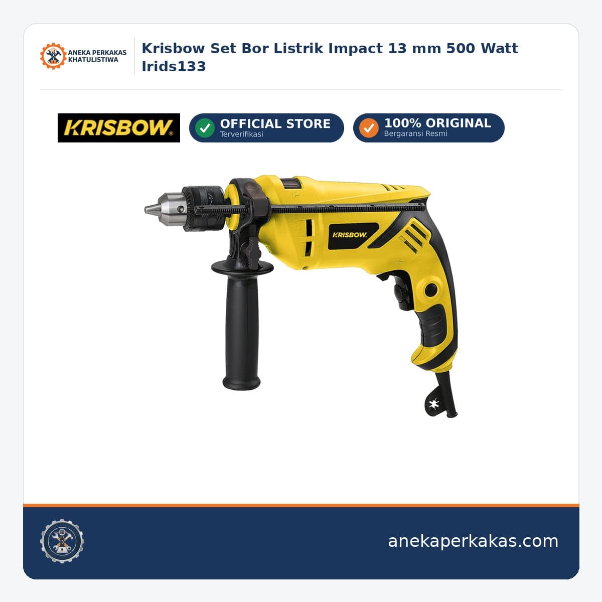 Krisbow Set Bor Listrik Impact 13 mm 500 Watt Irids133