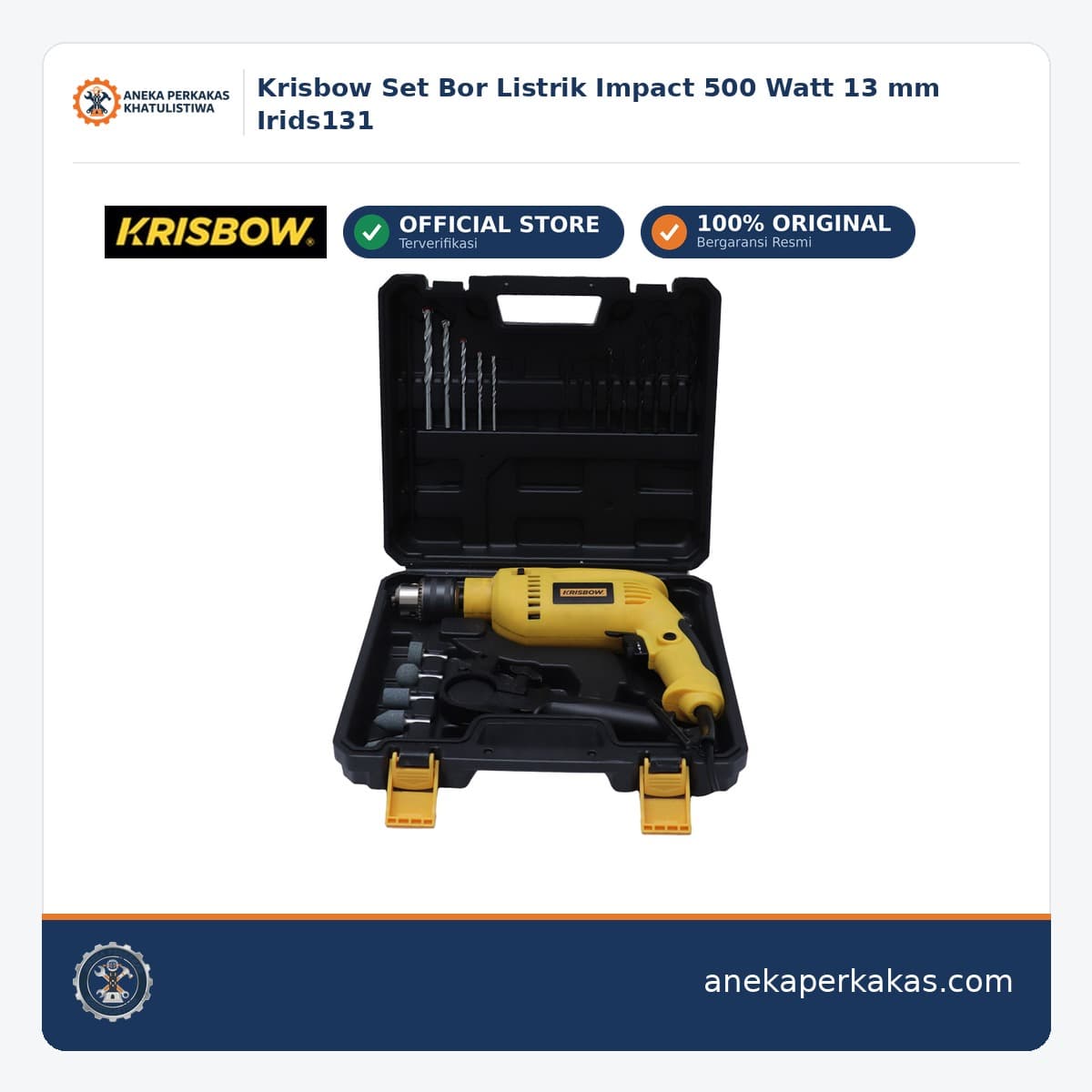 Krisbow Set Bor Listrik Impact 500 Watt 13 mm Irids131
