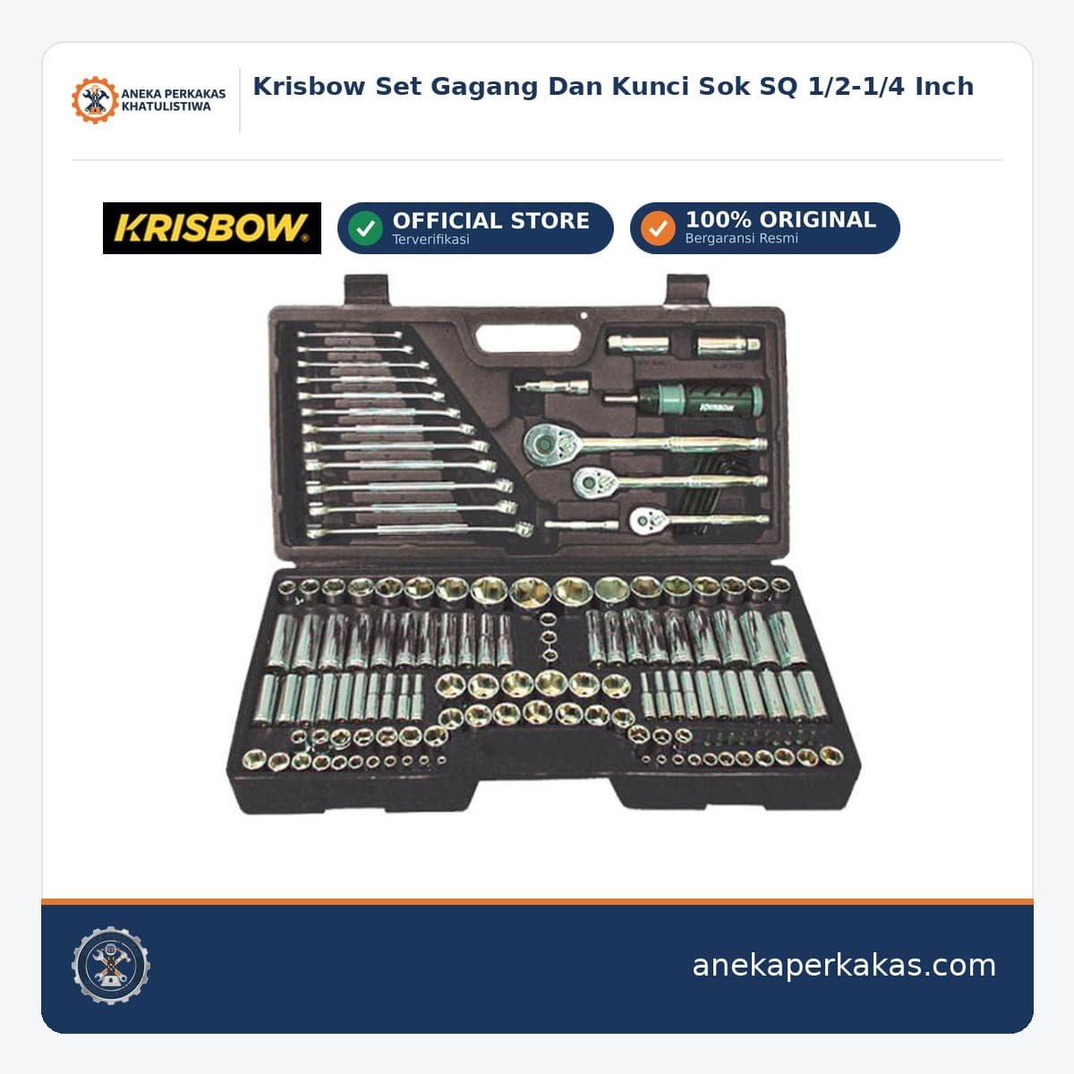 Krisbow Set Gagang Dan Kunci Sok SQ 1/2-1/4 Inch