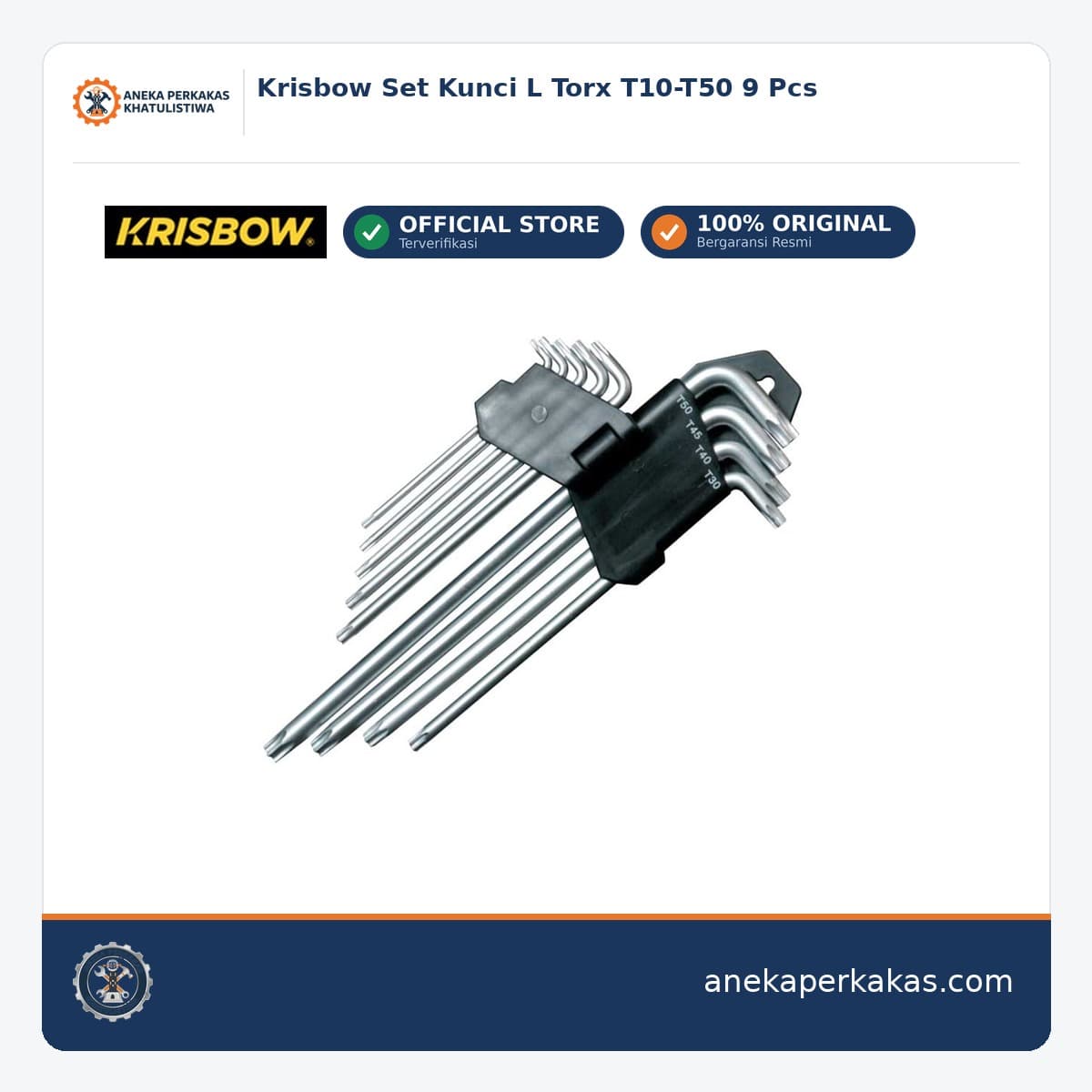 Krisbow Set Kunci L Torx T10-T50 9 Pcs