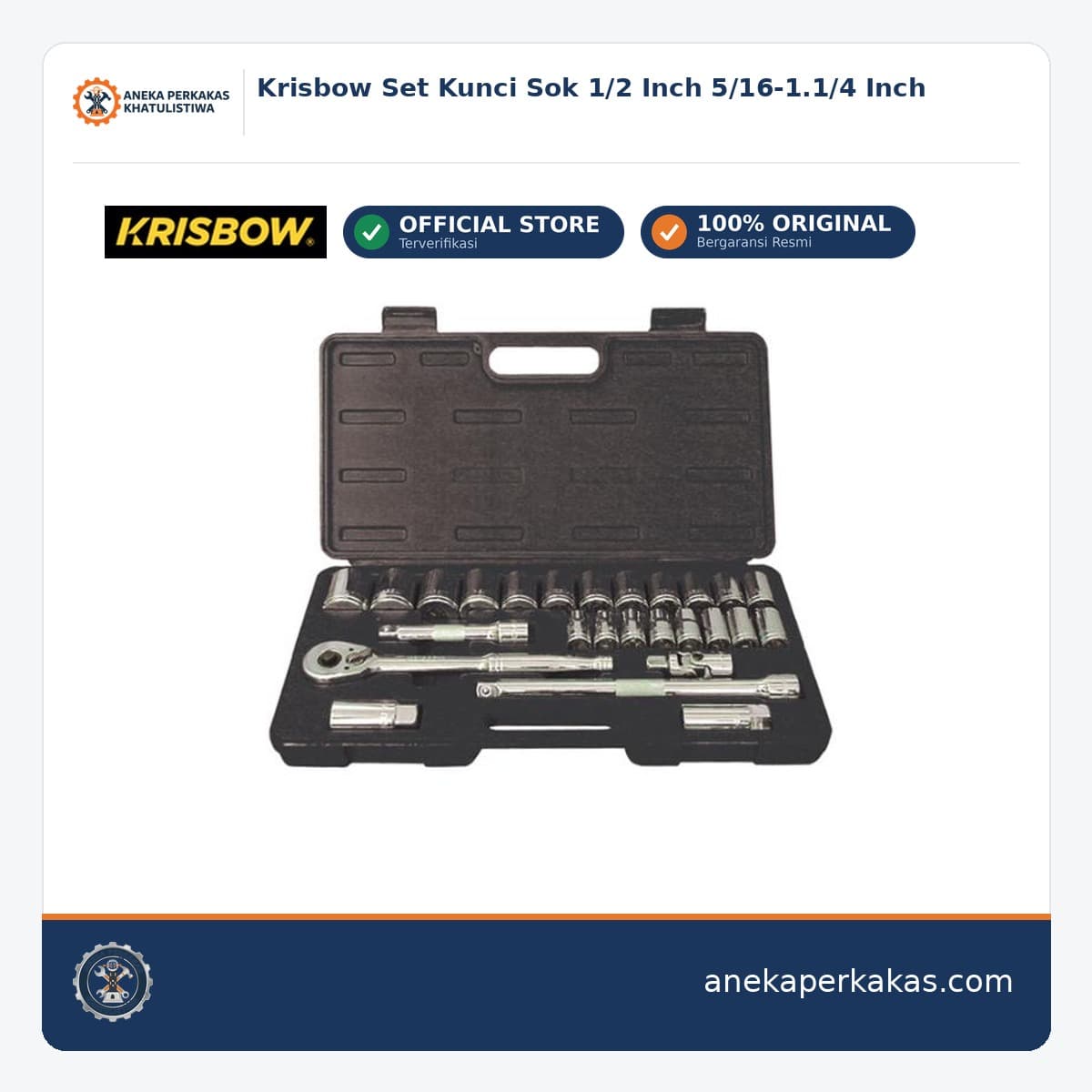 Krisbow Set Kunci Sok 1/2 Inch 5/16-1.1/4 Inch