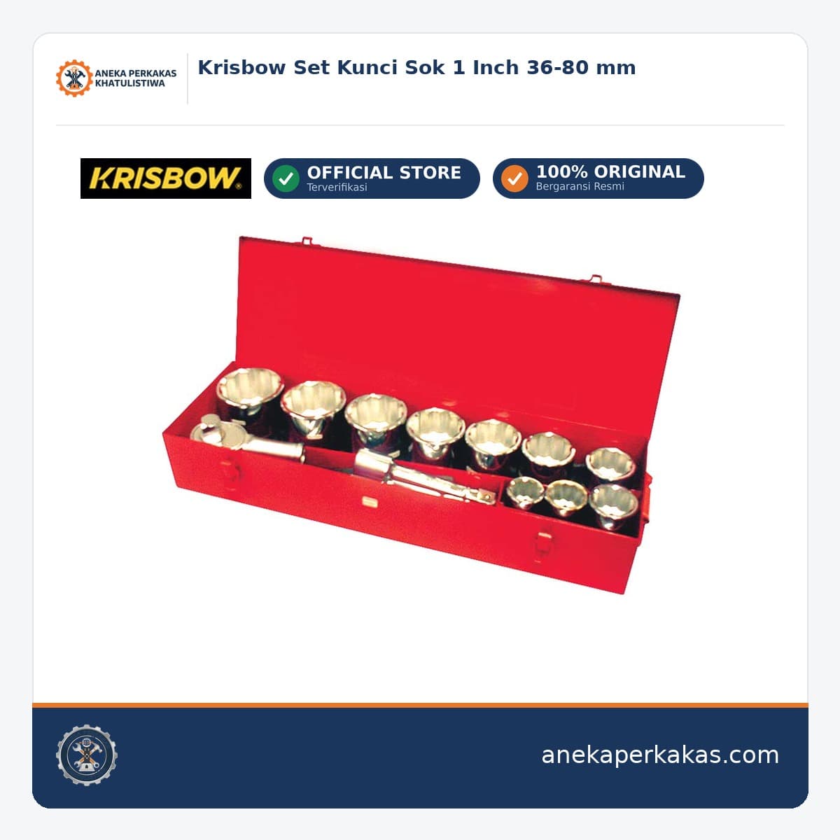 Krisbow Set Kunci Sok 1 Inch 36-80 mm