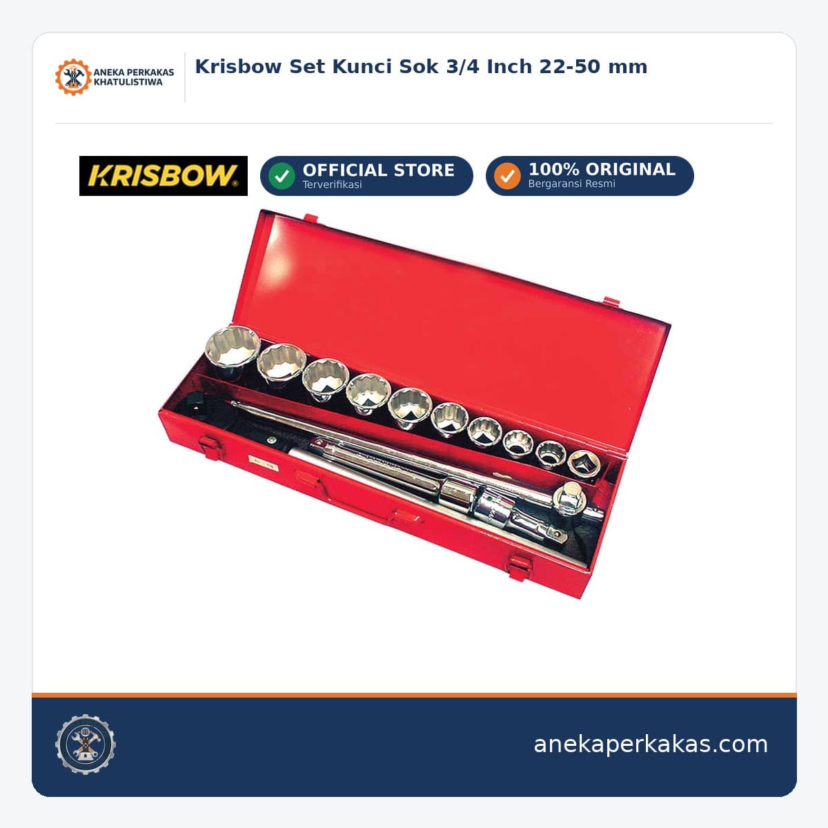 Krisbow Set Kunci Sok 3/4 Inch 22-50 mm