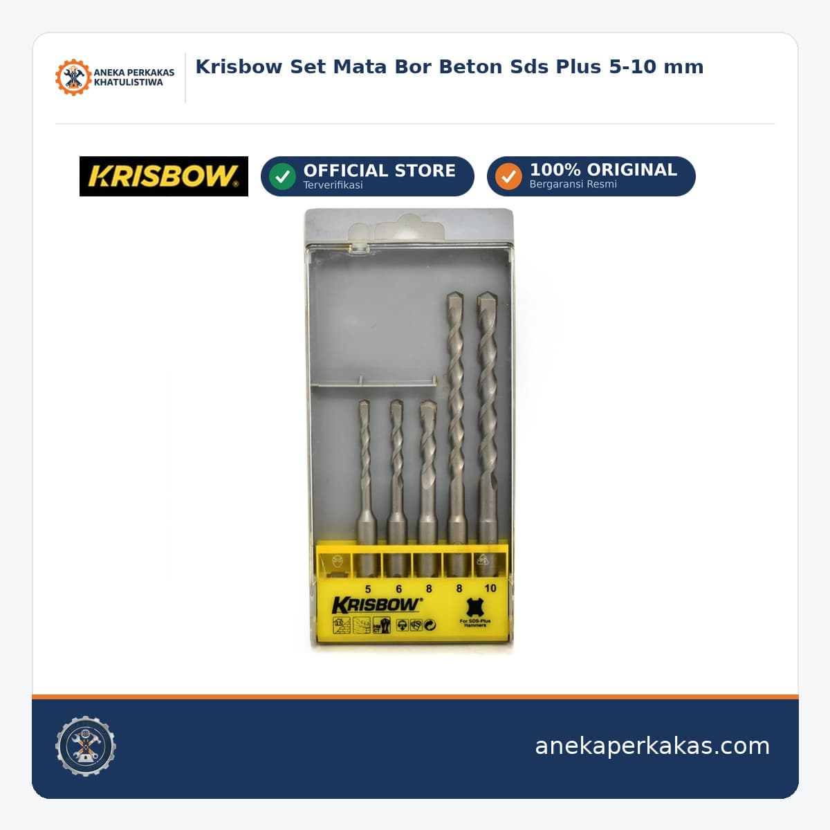 Krisbow Set Mata Bor Beton Sds Plus 5-10 mm