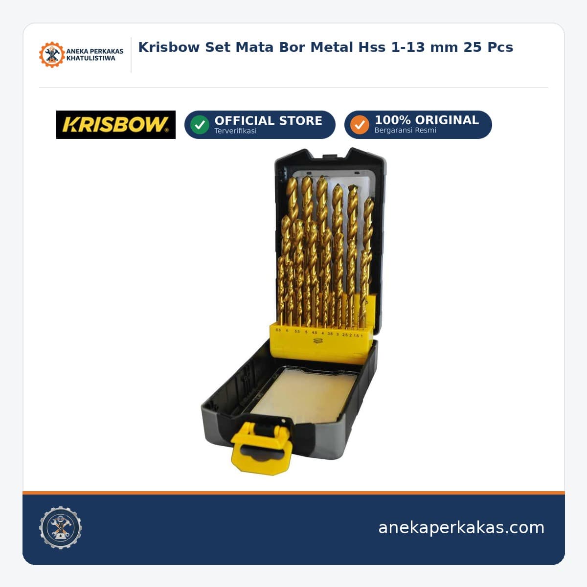 Krisbow Set Mata Bor Metal Hss 1-13 mm 25 Pcs