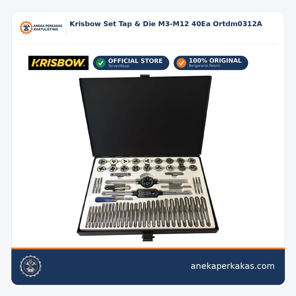 Krisbow Set Tap & Die M3-M12 40Ea Ortdm0312A