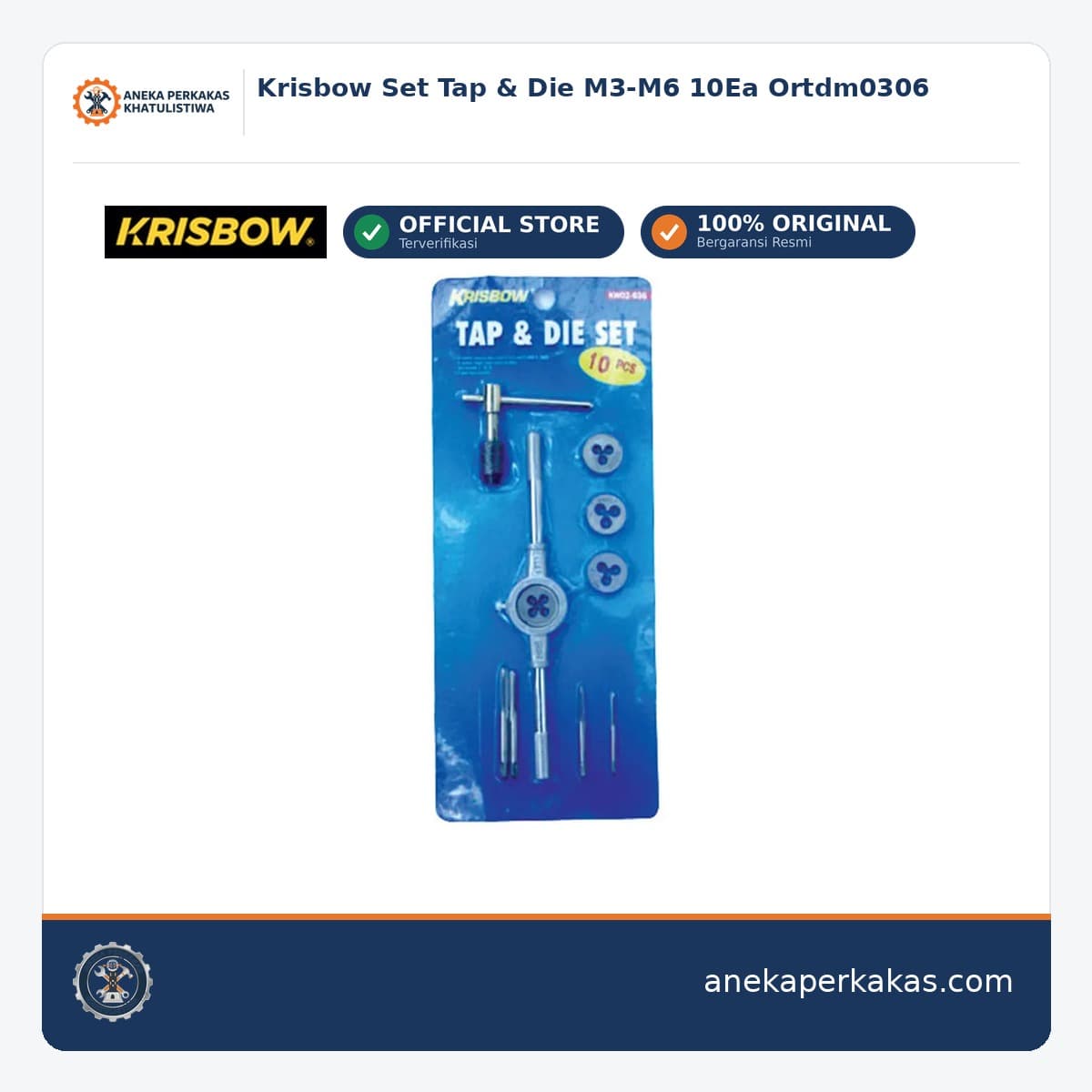 Krisbow Set Tap & Die M3-M6 10Ea Ortdm0306