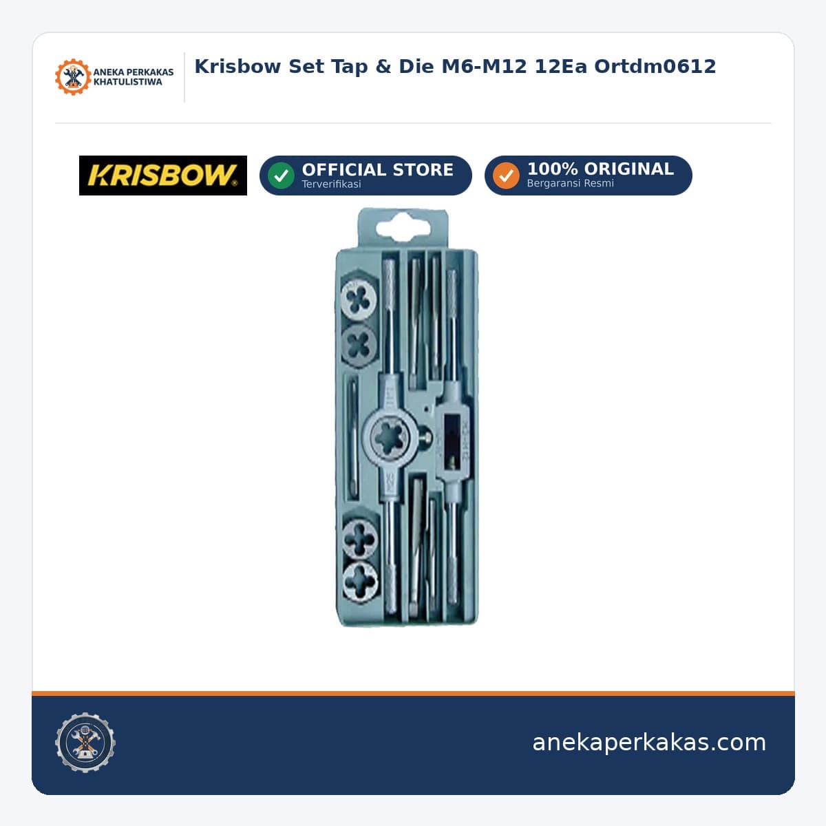 Krisbow Set Tap & Die M6-M12 12Ea Ortdm0612