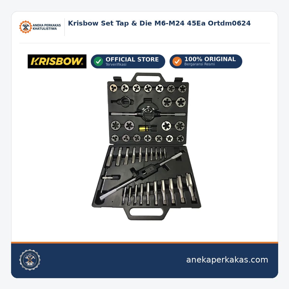 Krisbow Set Tap & Die M6-M24 45Ea Ortdm0624