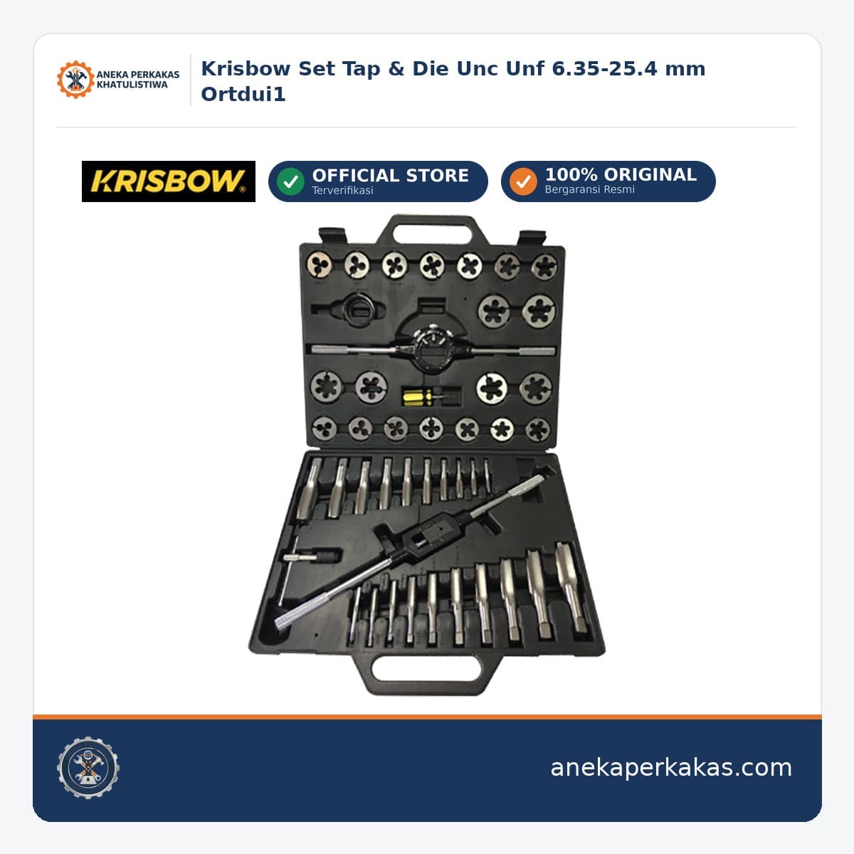 Krisbow Set Tap & Die Unc Unf 6.35-25.4 mm Ortdui1