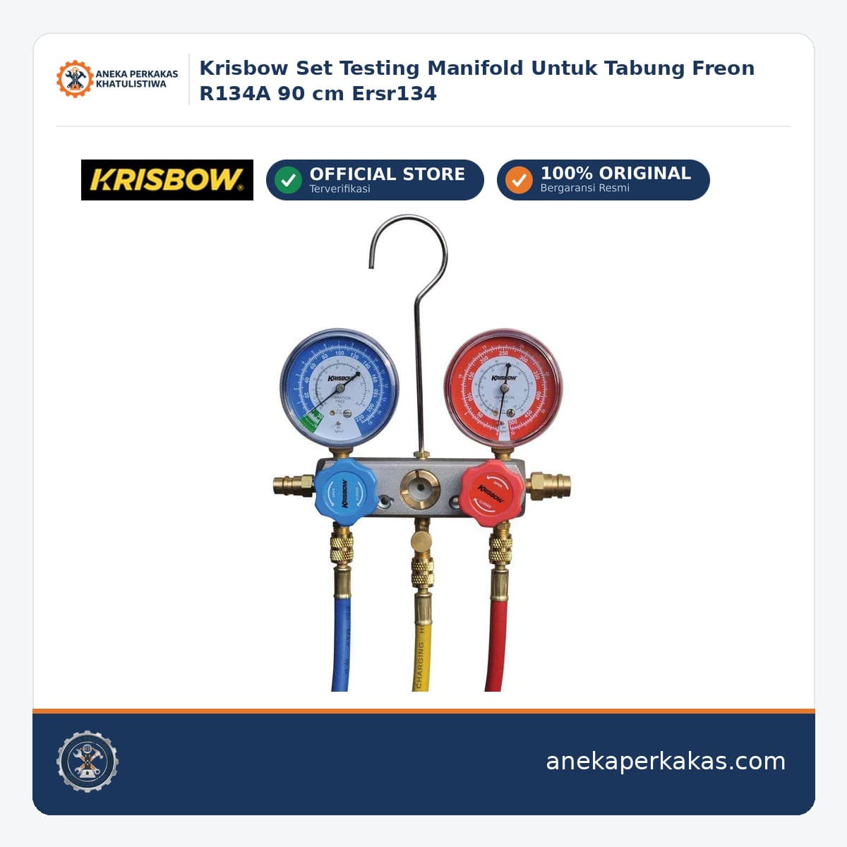 Krisbow Set Testing Manifold Untuk Tabung Freon R134A 90 cm Ersr134