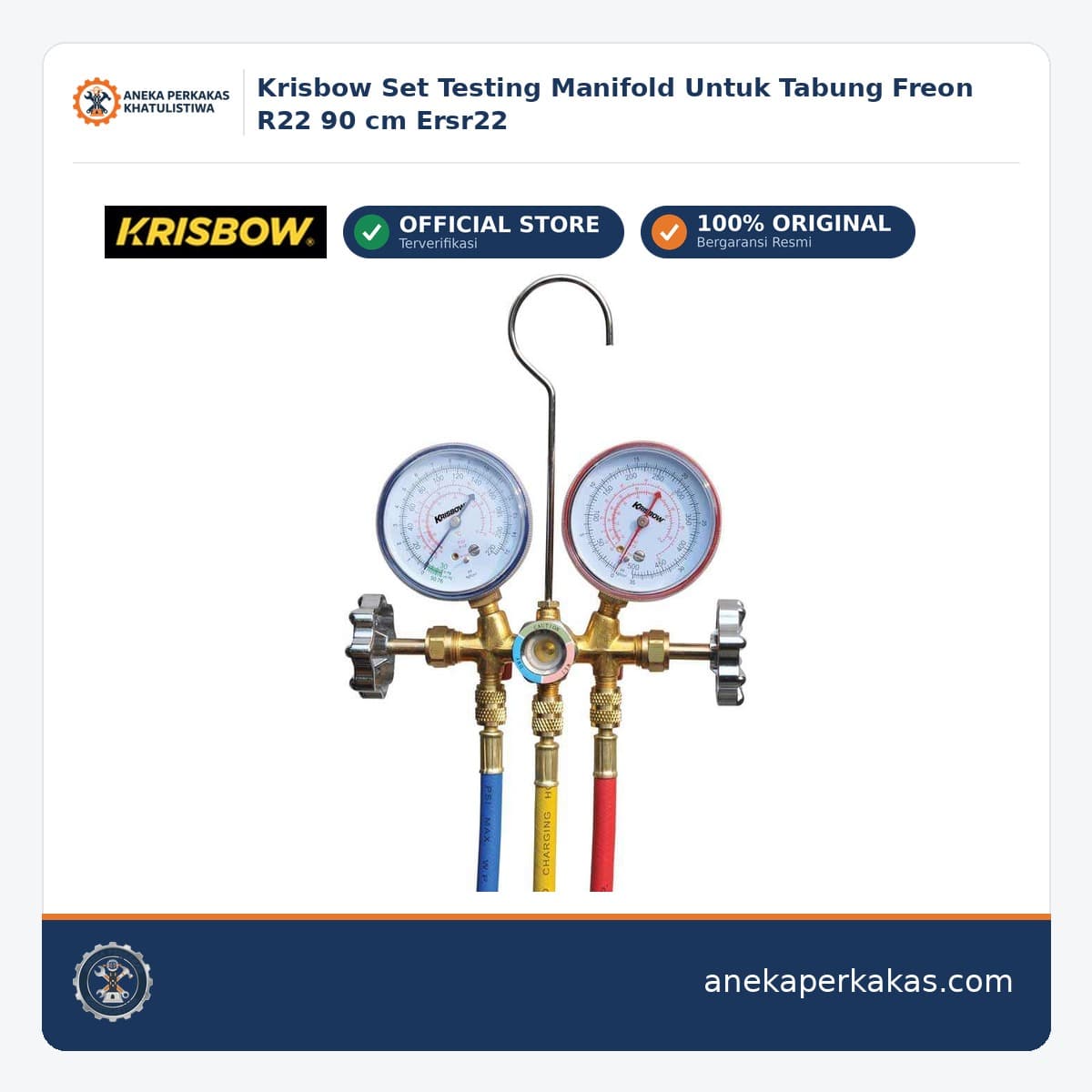 Krisbow Set Testing Manifold Untuk Tabung Freon R22 90 cm Ersr22