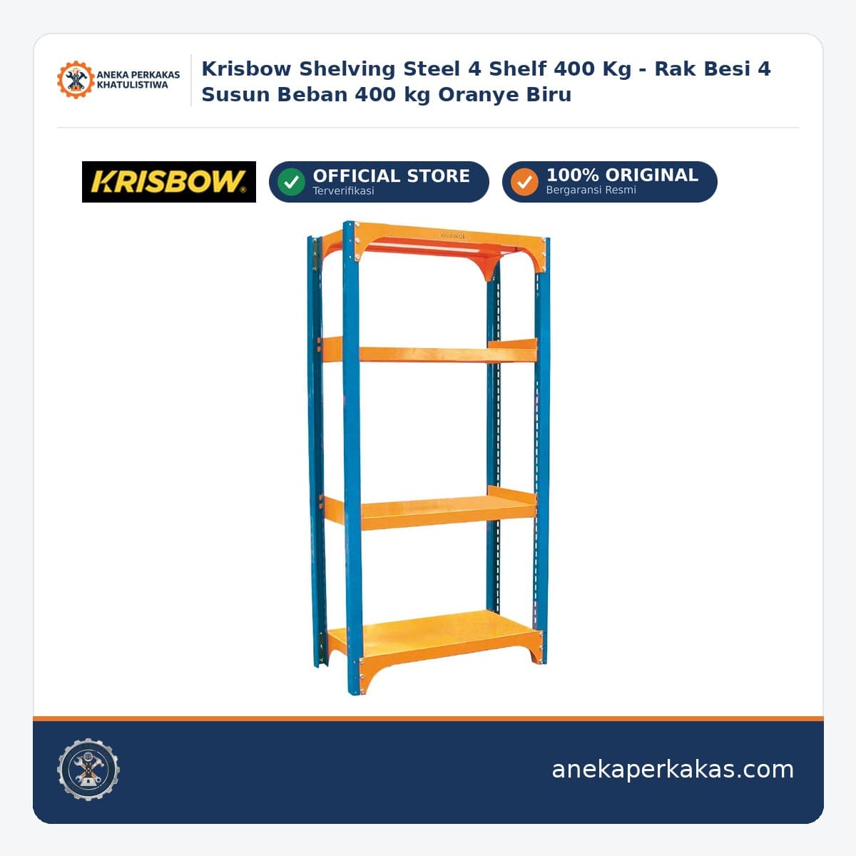 Krisbow Shelving Steel 4 Shelf 400 Kg - Rak Besi 4 Susun Beban 400 kg Oranye Biru