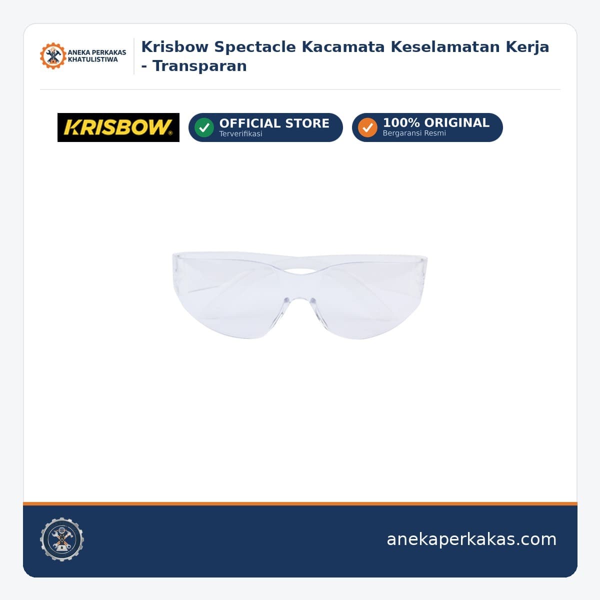 Krisbow Spectacle Kacamata Keselamatan Kerja - Transparan β Kacamata Safety