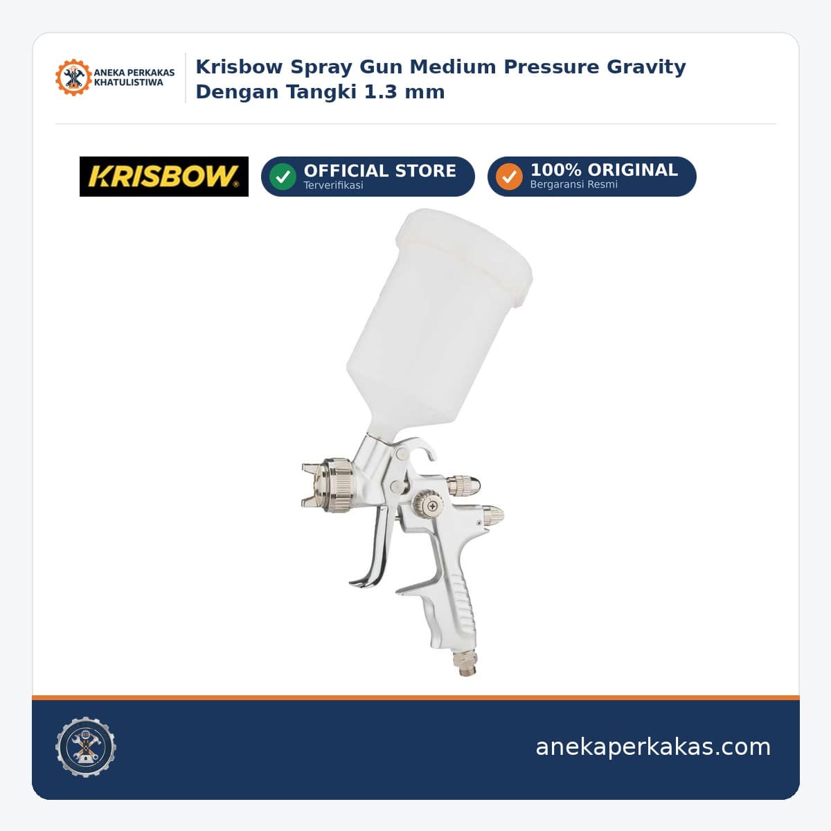 Krisbow Spray Gun Medium Pressure Gravity Dengan Tangki 1.3 mm
