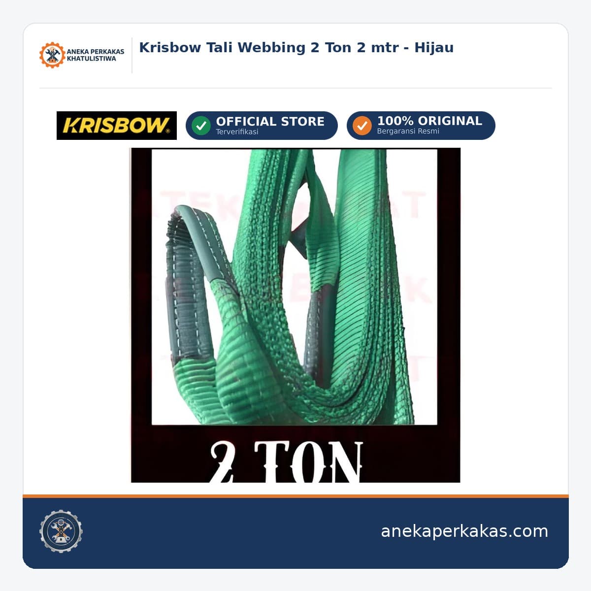 Krisbow Tali Webbing 2 Ton 2 mtr - Hijau