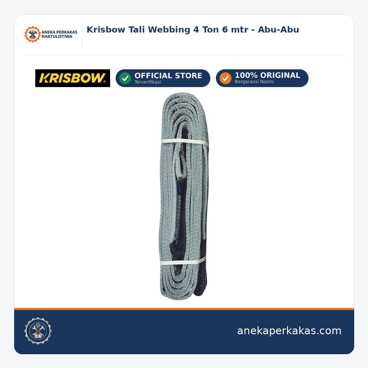 Krisbow Tali Webbing 4 Ton 6 mtr - Abu-Abu