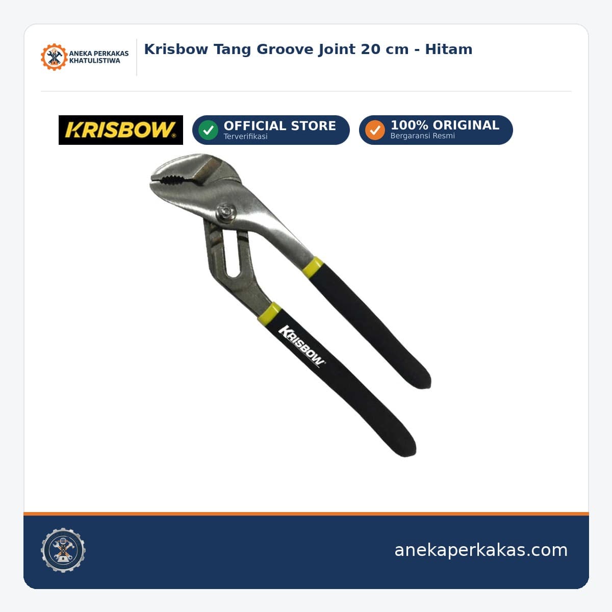 Krisbow Tang Groove Joint 20 cm - Hitam