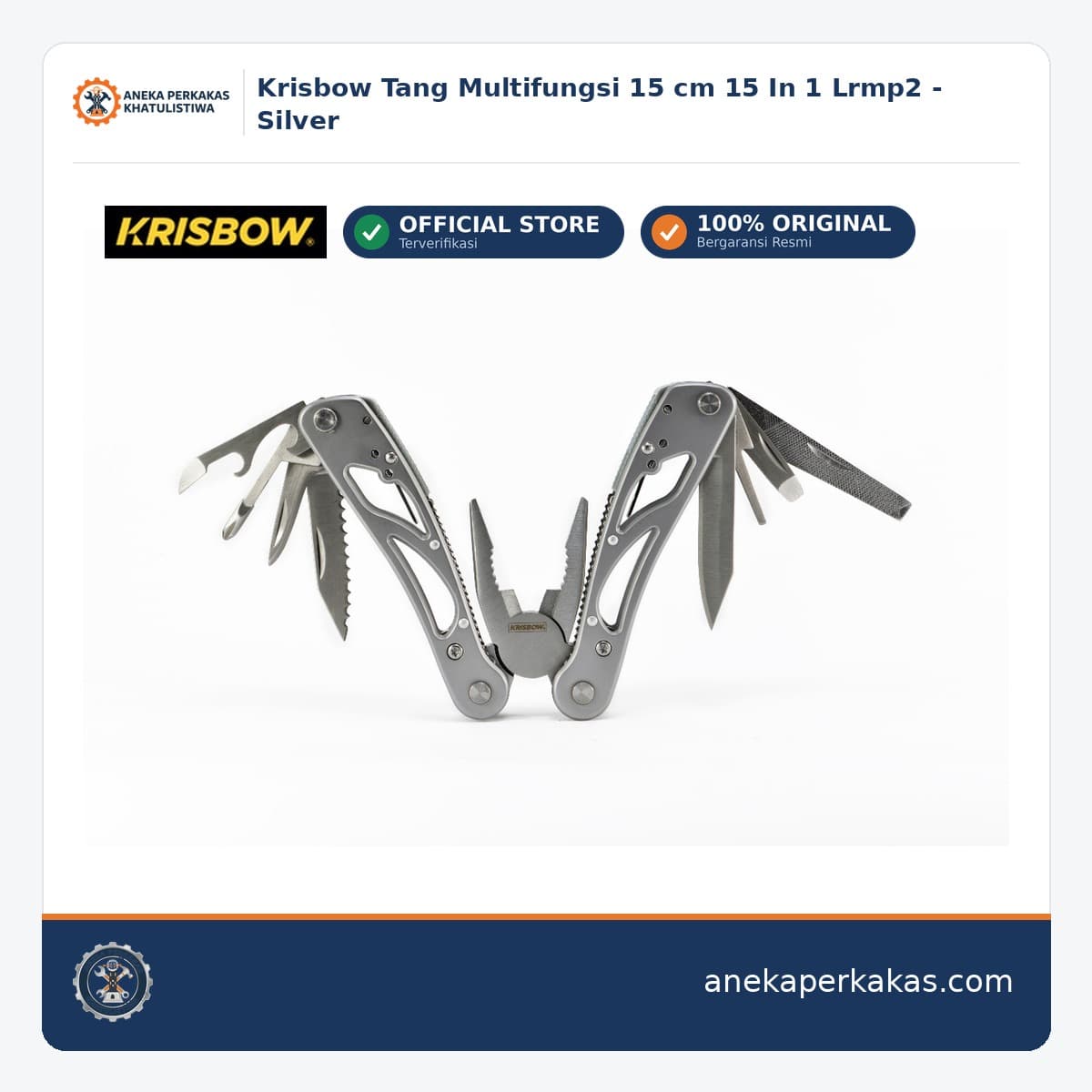 Krisbow Tang Multifungsi 15 cm 15 In 1 Lrmp2 - Silver