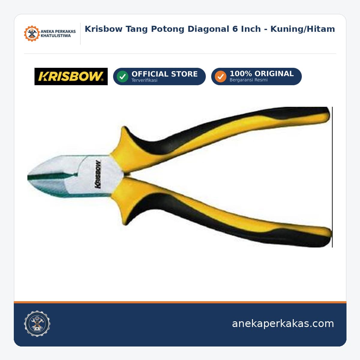 Krisbow Tang Potong Diagonal 6 Inch - Kuning/Hitam