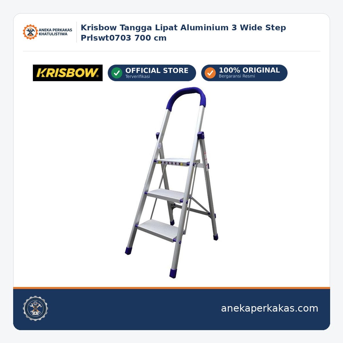 Krisbow Tangga Lipat Aluminium 3 Wide Step Prlswt0703 700 cm