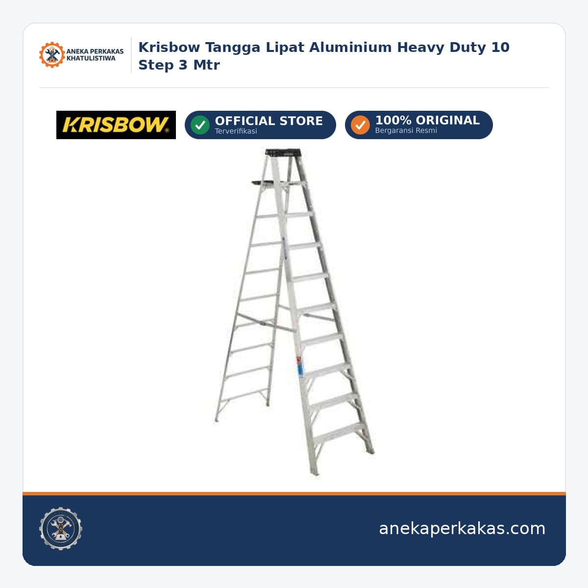 Krisbow Tangga Lipat Aluminium Heavy Duty 10 Step 3 Mtr
