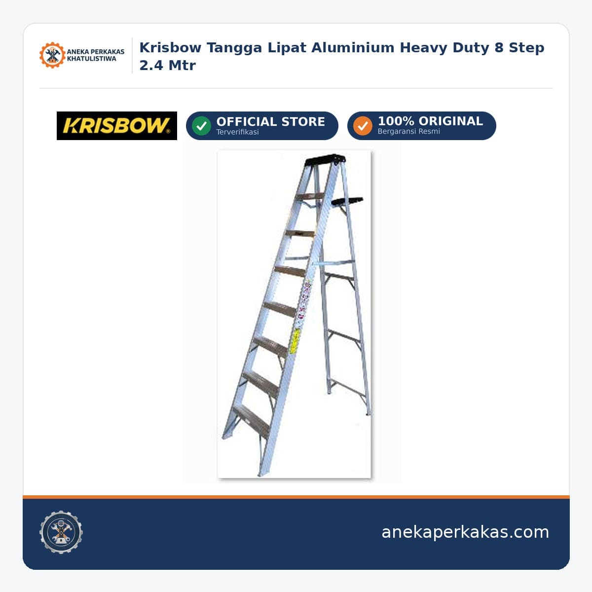 Krisbow Tangga Lipat Aluminium Heavy Duty 8 Step 2.4 Mtr