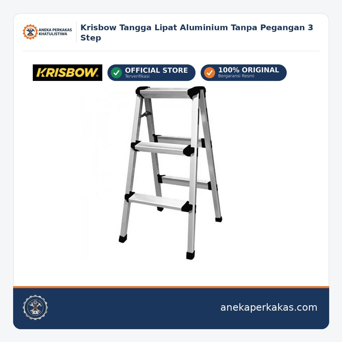 Krisbow Tangga Lipat Aluminium Tanpa Pegangan 3 Step