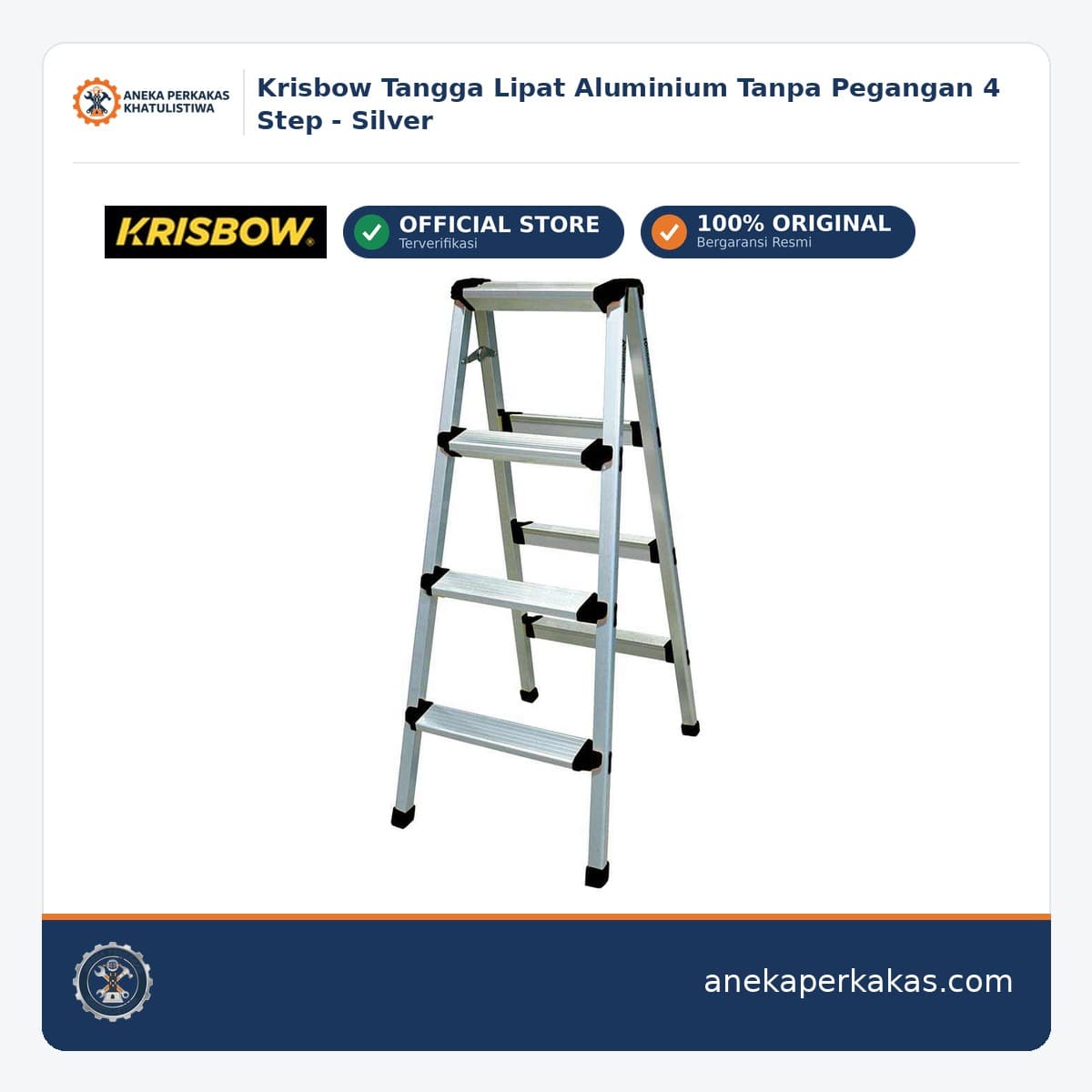 Krisbow Tangga Lipat Aluminium Tanpa Pegangan 4 Step - Silver