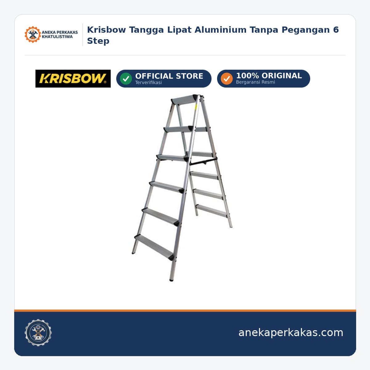 Krisbow Tangga Lipat Aluminium Tanpa Pegangan 6 Step