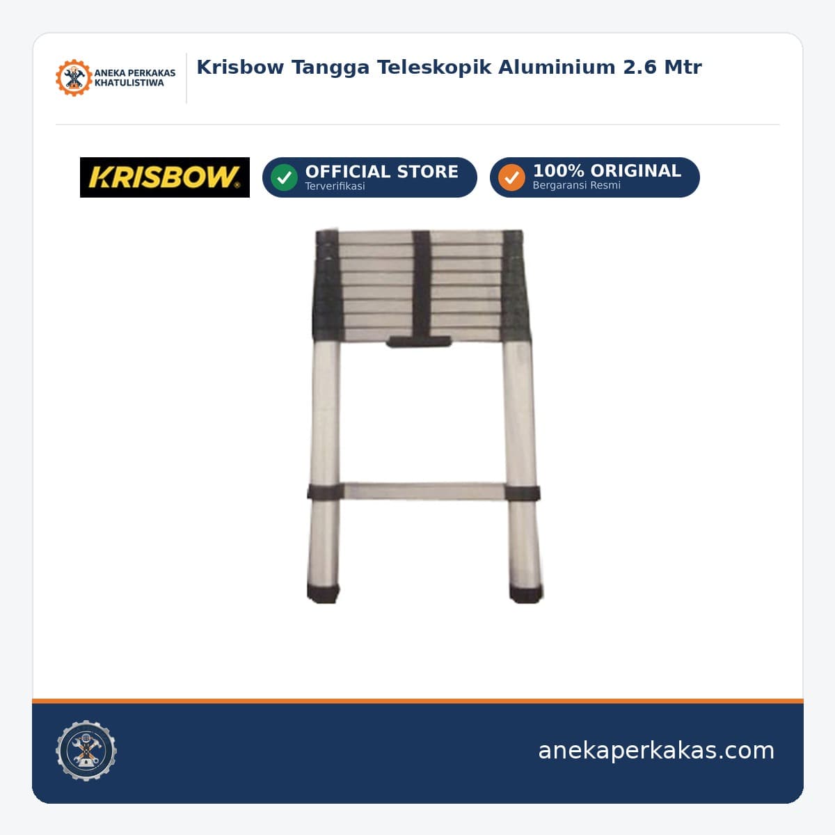 Krisbow Tangga Teleskopik Aluminium 2.6 Mtr