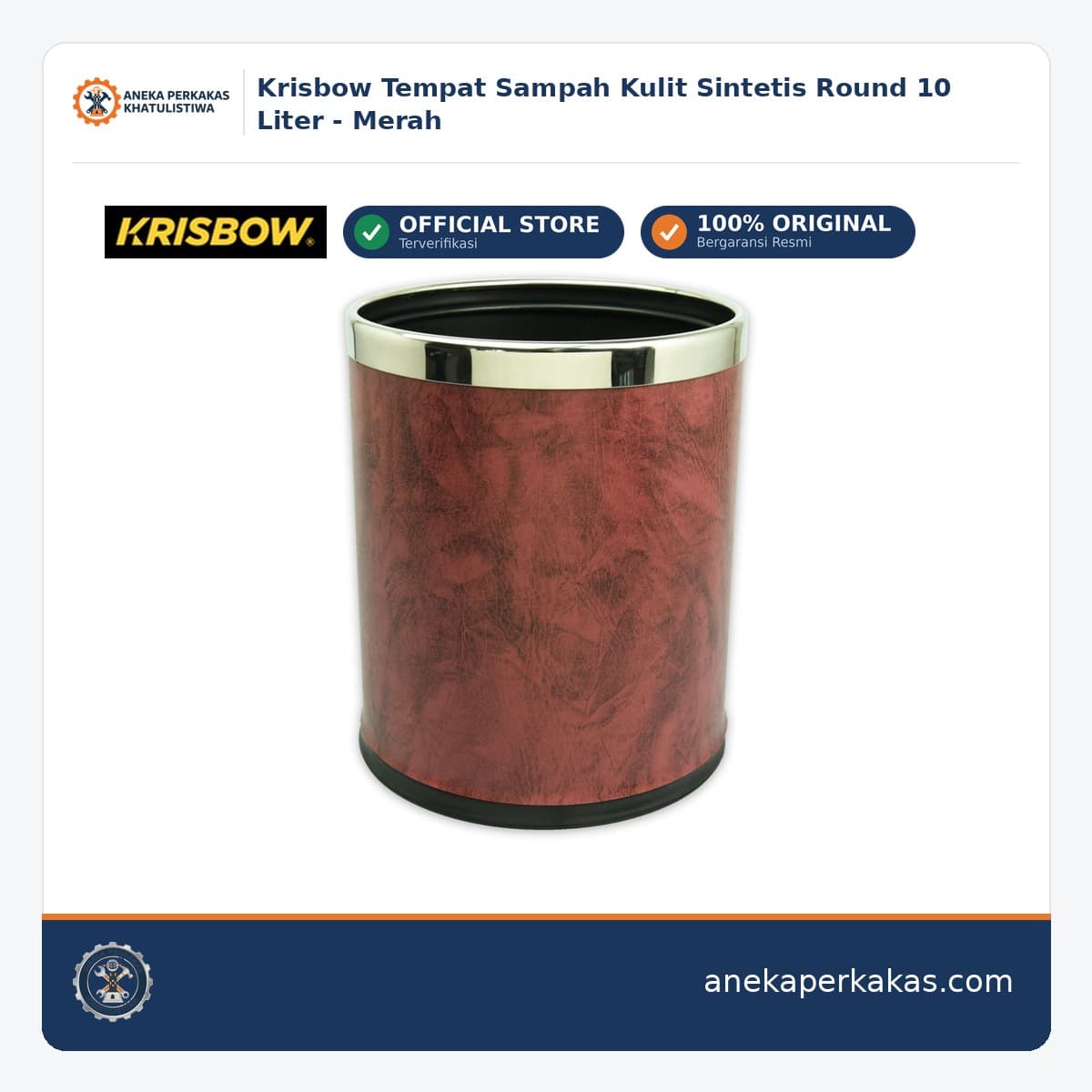 Krisbow Tempat Sampah Kulit Sintetis Round 10 Liter - Merah