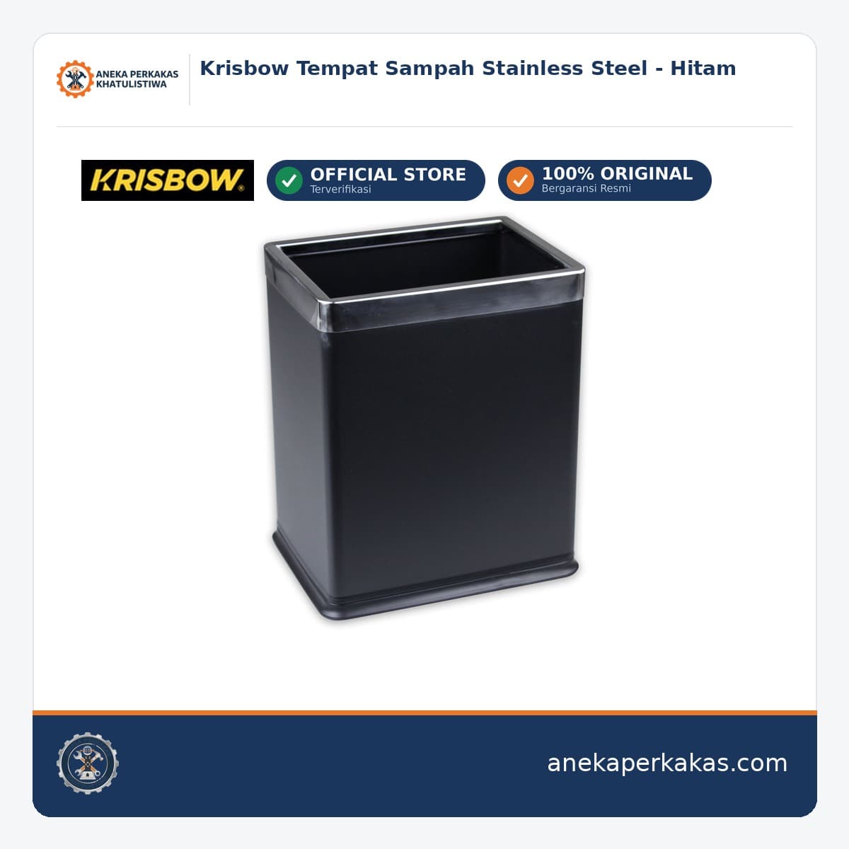 Krisbow Tempat Sampah Stainless Steel - Hitam