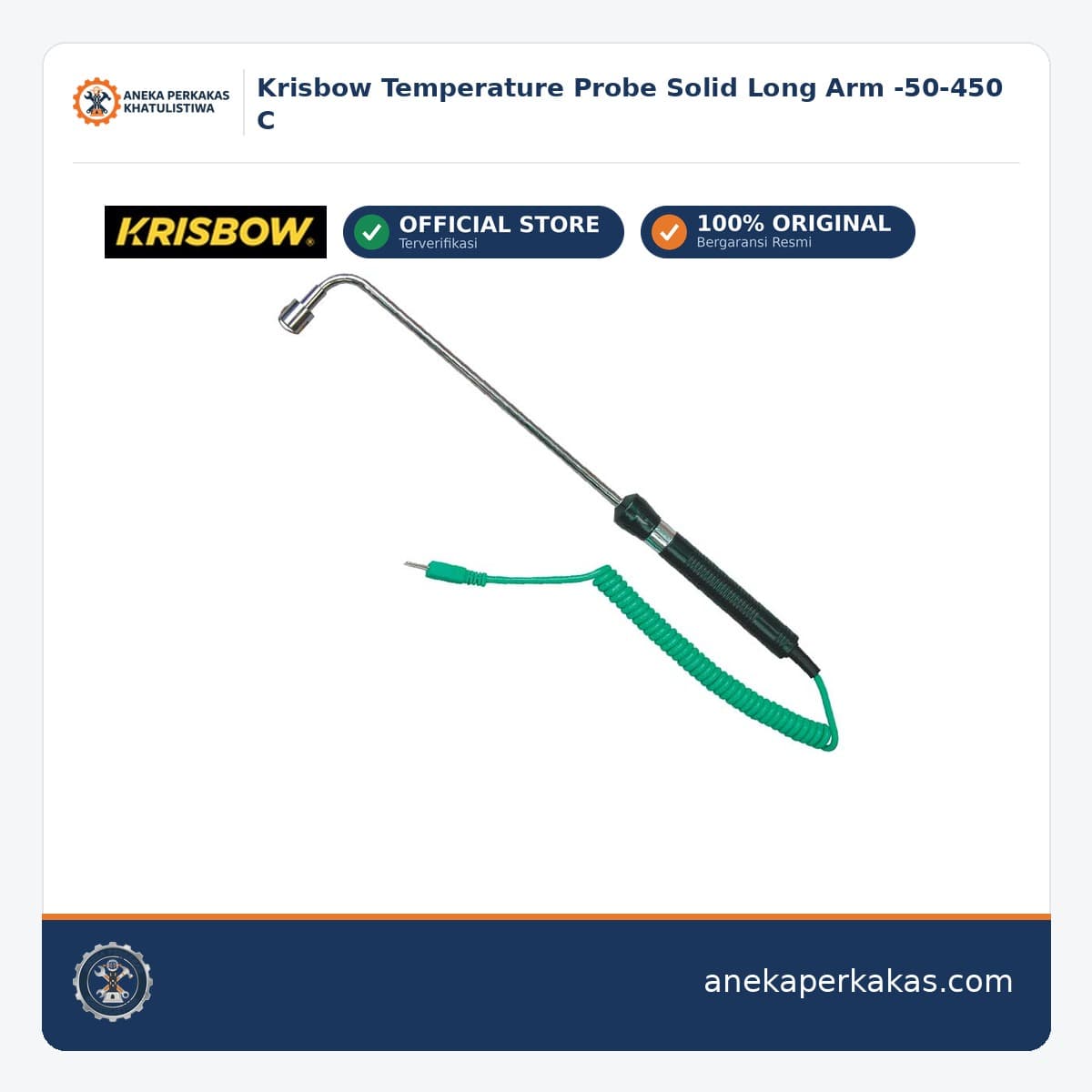 Krisbow Temperature Probe Solid Long Arm -50-450 C