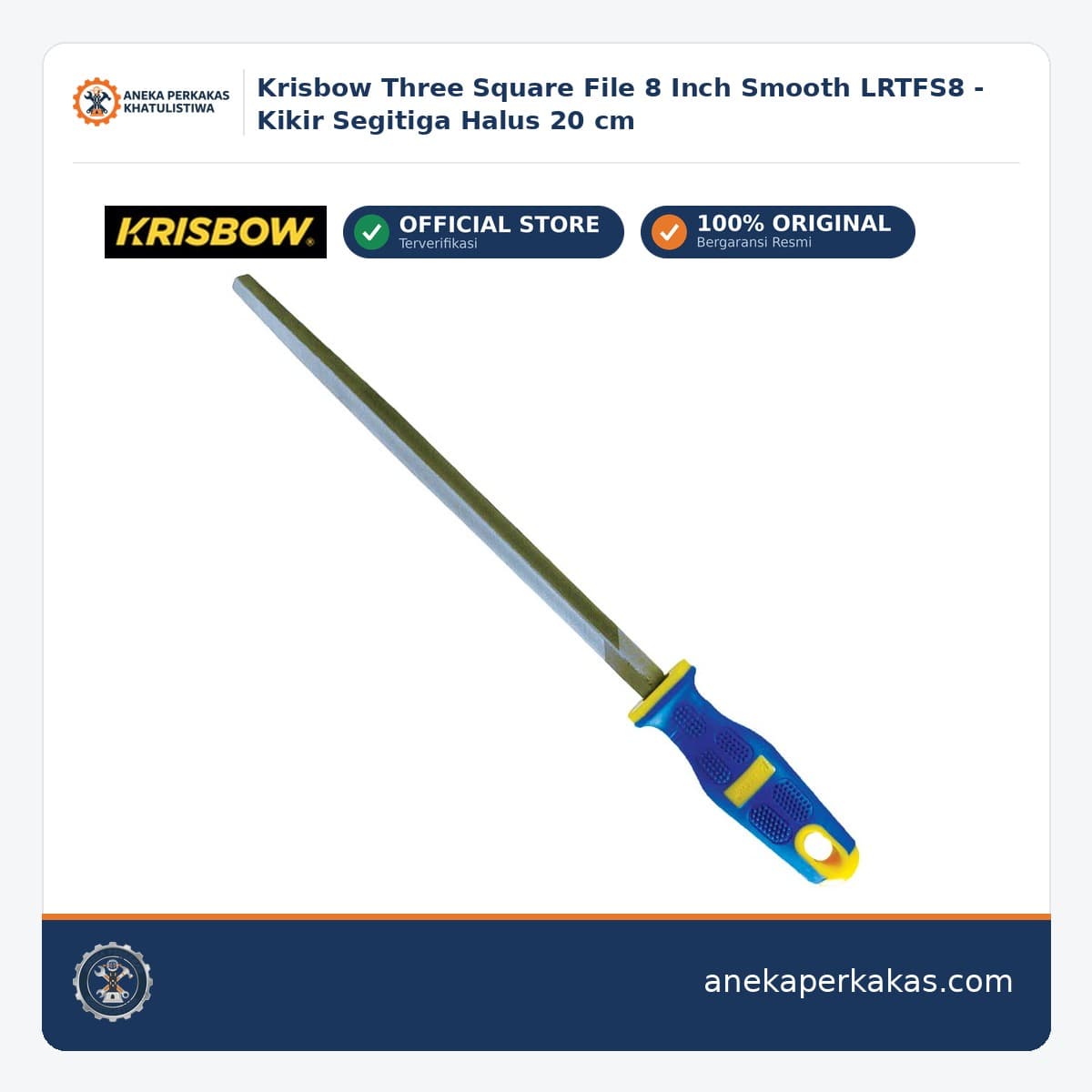 Krisbow Three Square File 8 Inch Smooth LRTFS8 - Kikir Segitiga Halus 20 cm