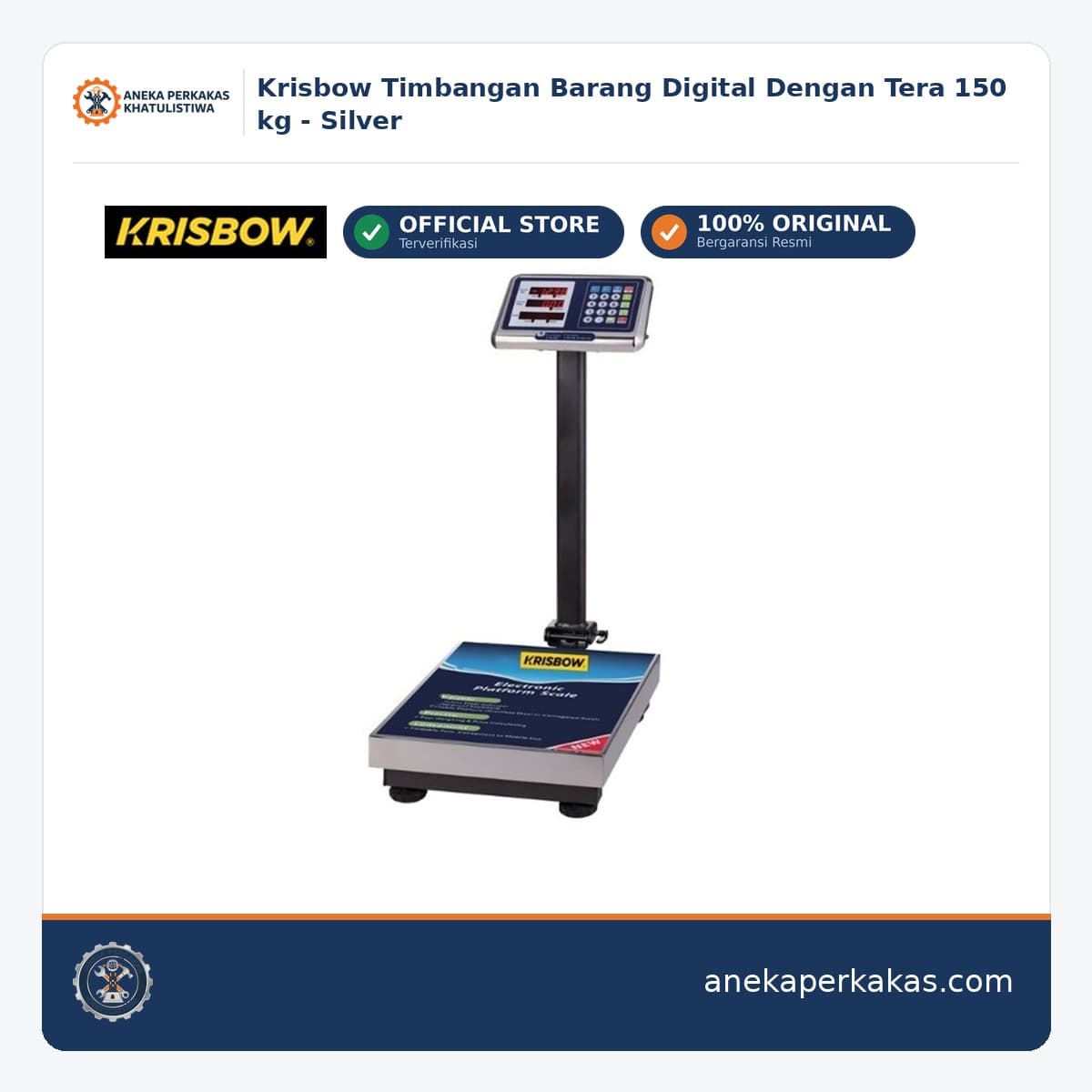 Krisbow Timbangan Barang Digital Dengan Tera 150 kg - Silver
